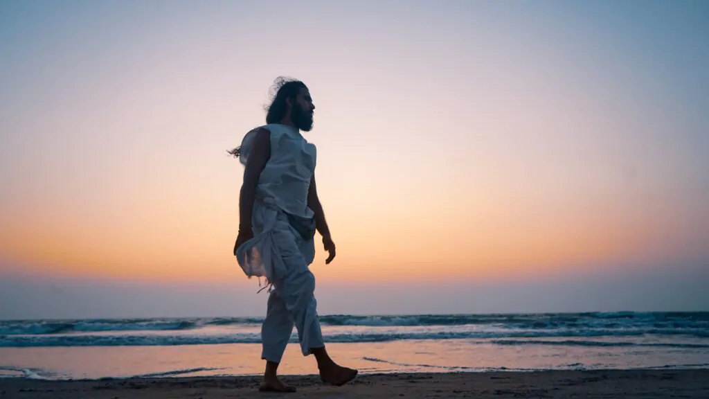 saransh on beach walking